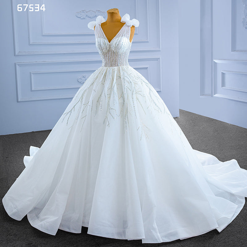 New Design Sexy Strap White Lace Sequins Bridal Wedding Dress - Image 3