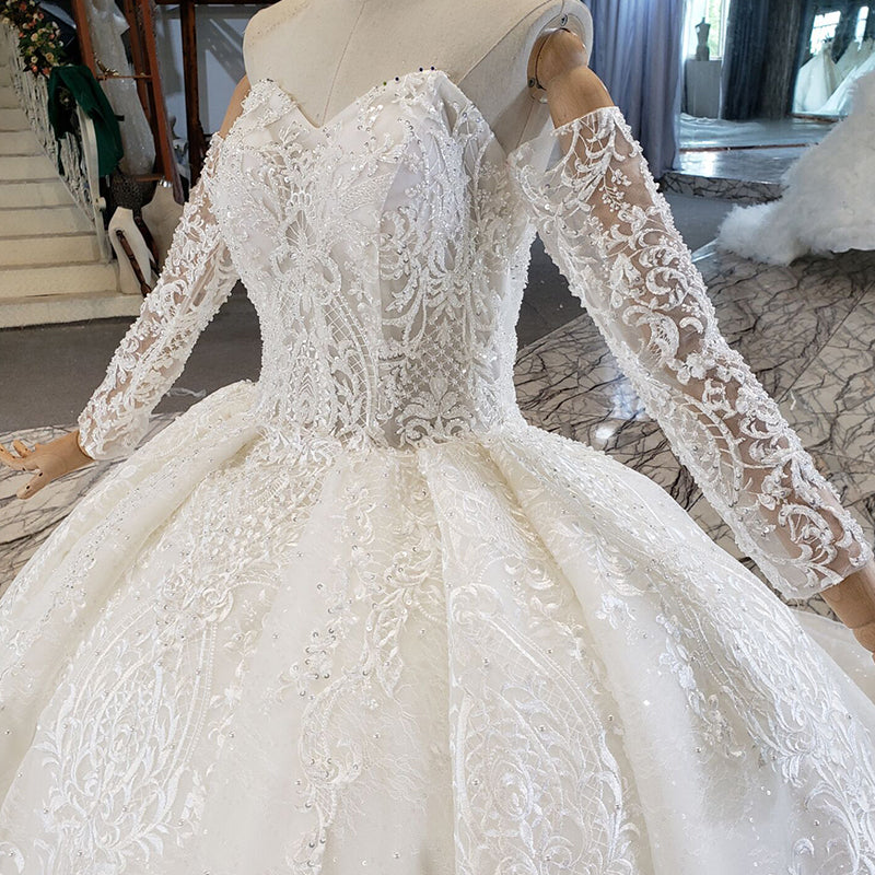 Wedding Dress Tulle Luxury Bud White Embroidered Ladies Wedding Dress - Image 6