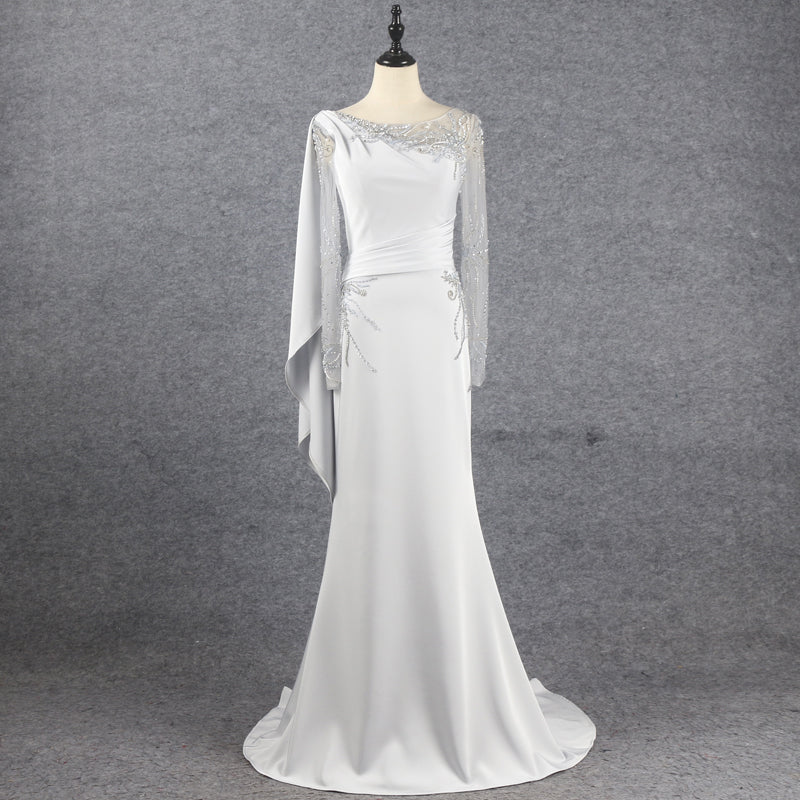 2022 Women'S New Evening Dress Long Sleeve Elegant Simple Light Luxury Long Dress Party Dress - Image 2