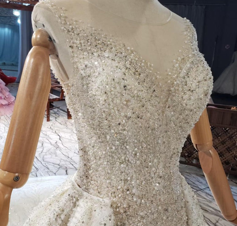 Mermaid Full Beading Sequin Dress With Detachable Train Wedding Dress - Image 6
