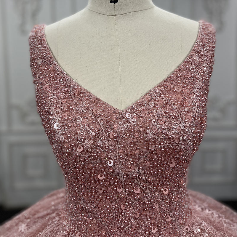 Luxury Pink Sleeveless Bridal Evening Dresses