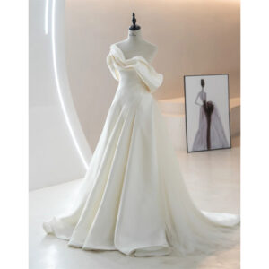 Classic Satin A-Line Bridal Wedding Women Dresses For Party