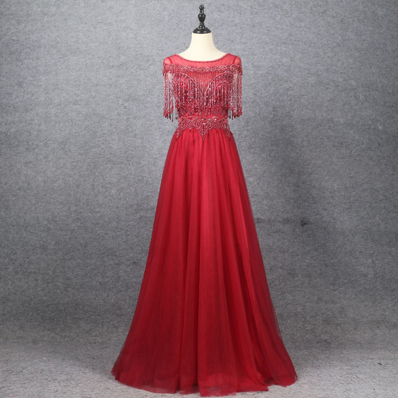Fashion Short Sleeve Lady Prom Gown Women Elegant Evening Dresses - Image 4