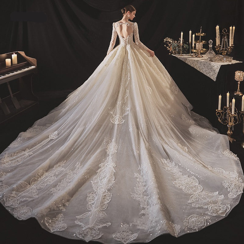 Long Sleeve Fashion Elegant Empire Ball Gown Wedding Dress - Image 5