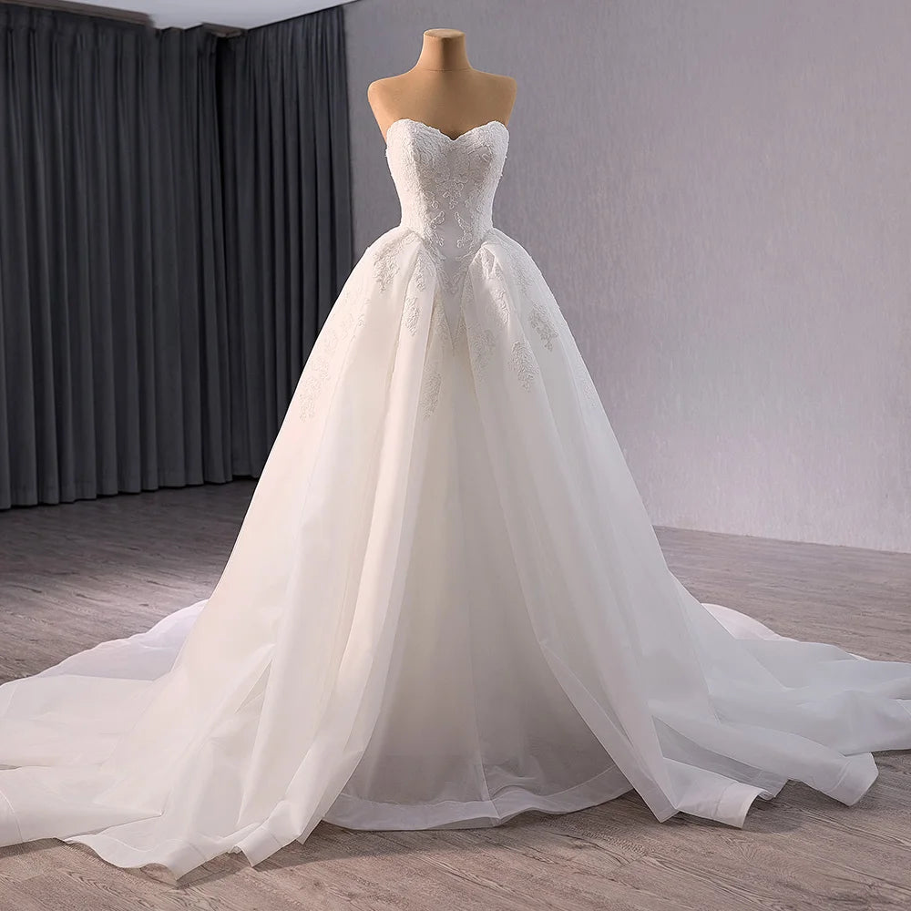Modest A Line Lace Wedding Dresses 2024 Sheer Tulle Wedding Dress Custom Bridal Gowns