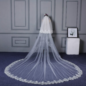 custom made headband with ivory wedding veil
