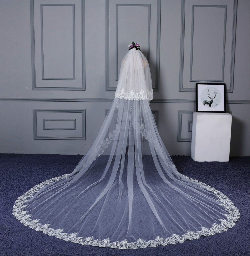 custom made headband with ivory wedding veil