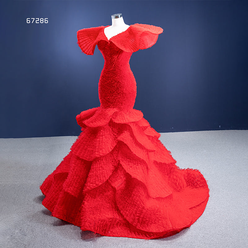 Women Elegant Mermaid Red Women Fashion Evening Dress