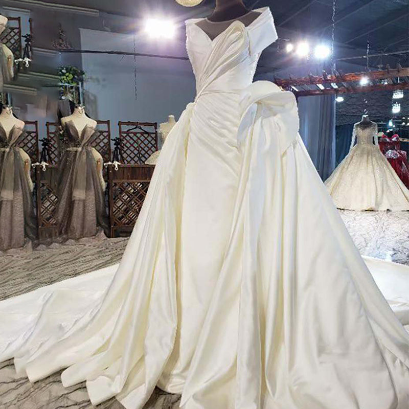 Marriage Satin A Line Beautiful High Quality Wedding Dress