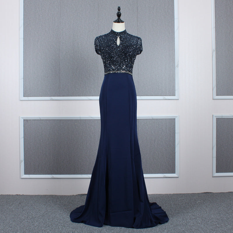 New Design Ladies Sequined Red Lace Evening Dress Uniformly Formal Party