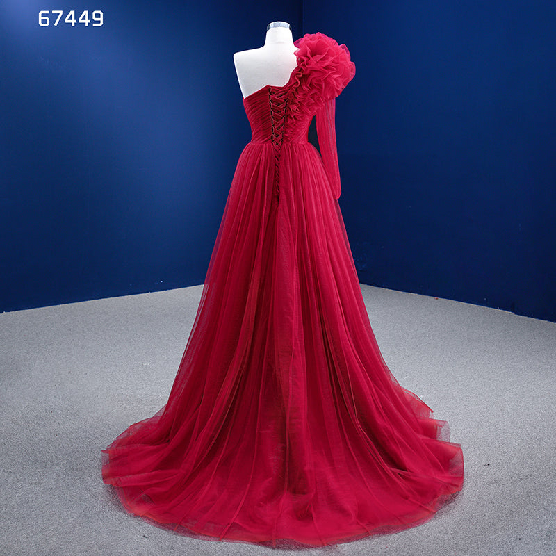 The Latest Dress Design Lace Elegant Dress Shoulder 3D Flower Lace Evening Dress 2022 - Image 5