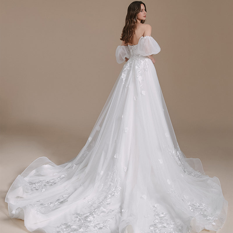 Wedding Dress Beach Lace Personality Embroidery White Tulle Dress - Image 3