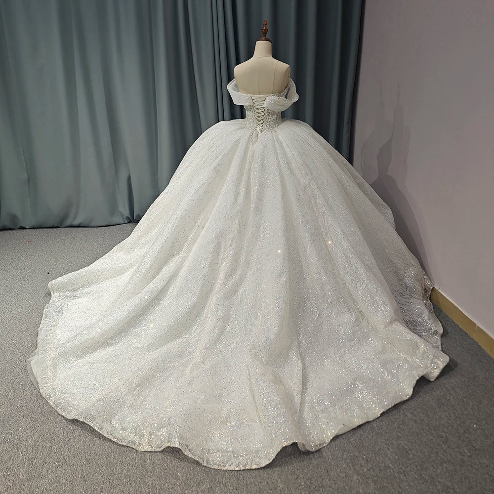 Strapless White Quinceanera Dress Sequin Dresses Sweetheart Neck Crystal Evening Dress - Image 4