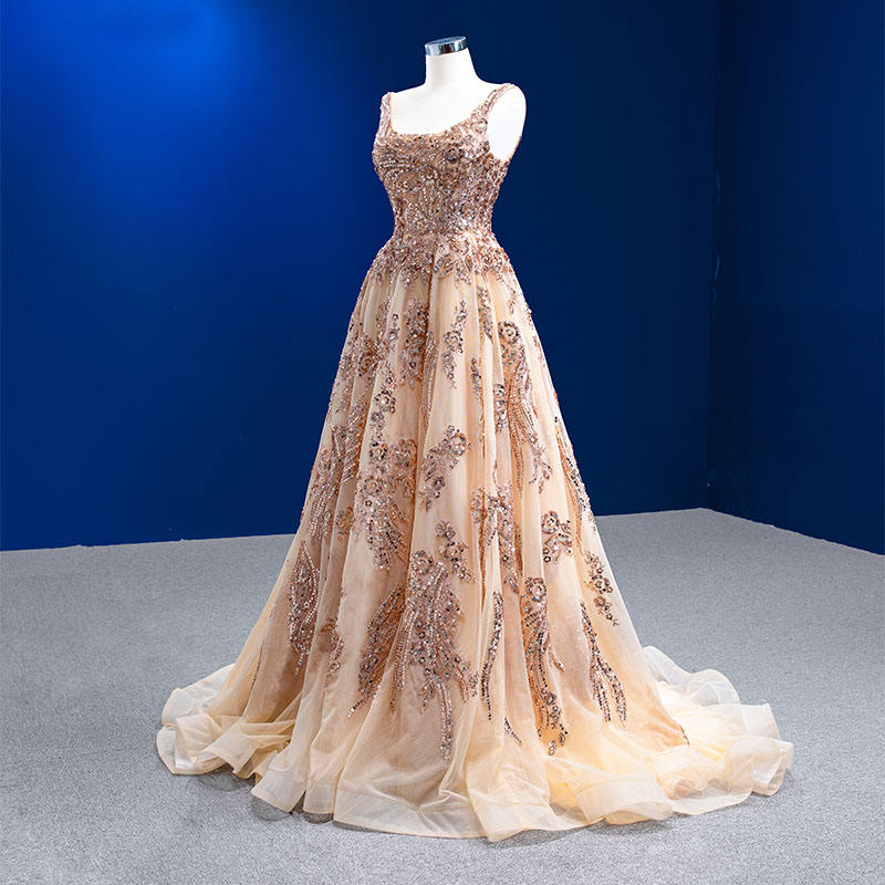 Ladies Lace Sequin Ball Gown Elegant Off Shoulder Evening Dress - Image 6