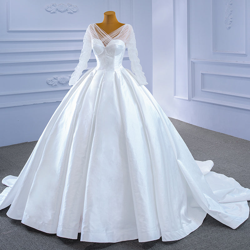 Ladies Elegant White Lace Cross Tulle Tulle Tulle Wedding Dress