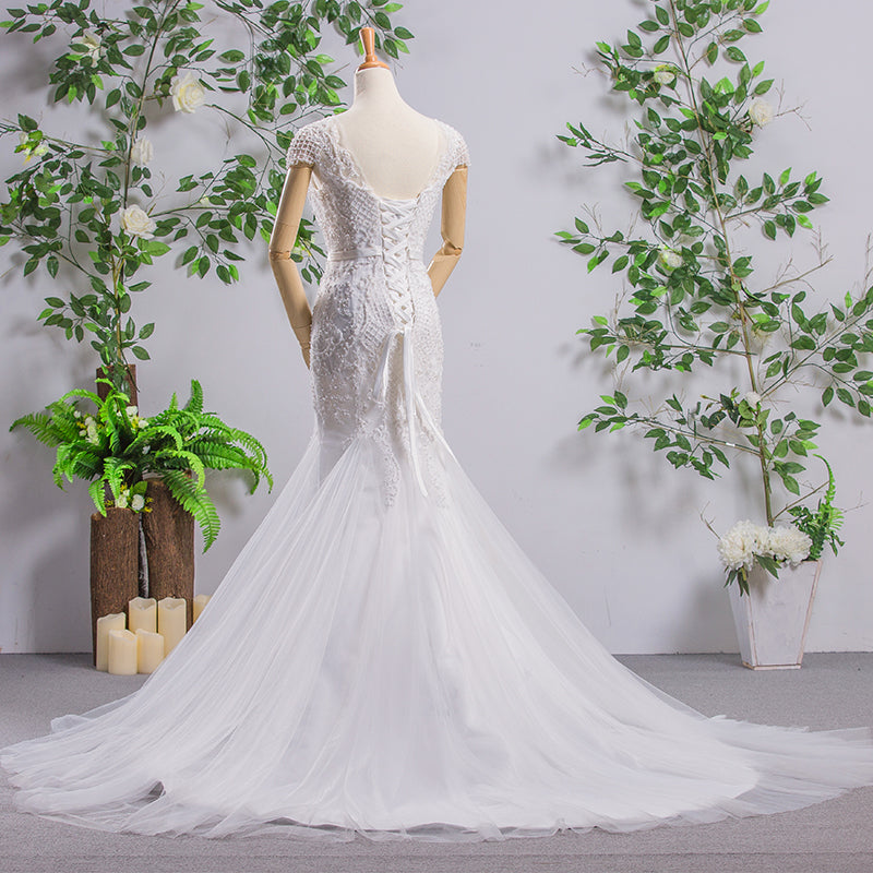 Mermaid Lace Applique Sleeveless Women Elegant Wedding Dress For Bride - Image 6