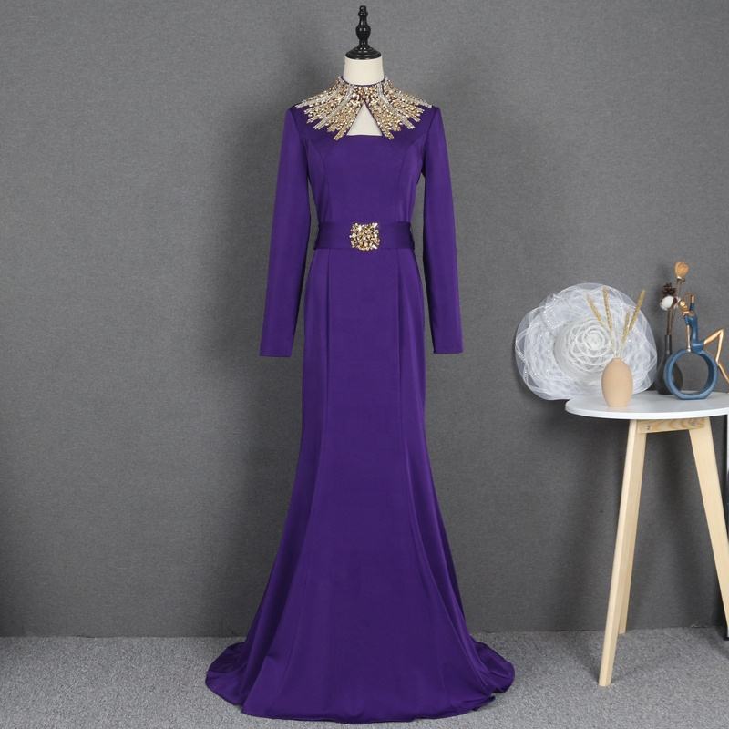 Long Sleeve Fashion Elegant A Line Gowns For Women Evening Dress
