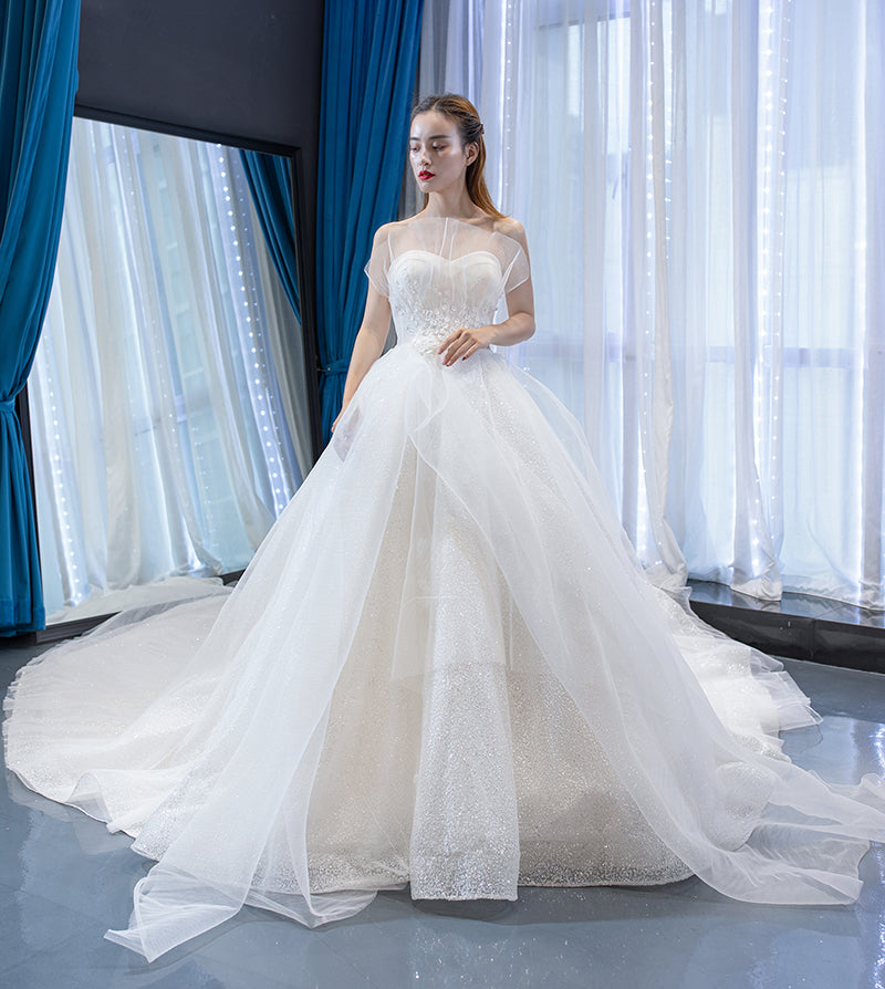 real elegant luxurious lace ivory flower pattern wedding dresses
