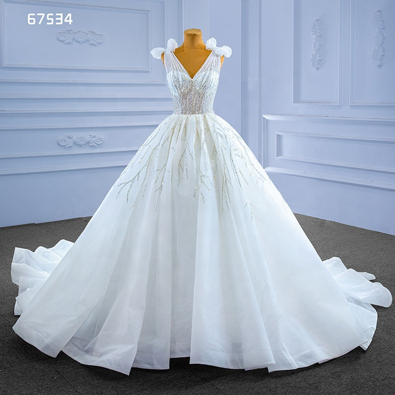 New Design Sexy Strap White Lace Sequins Bridal Wedding Dress - Image 2