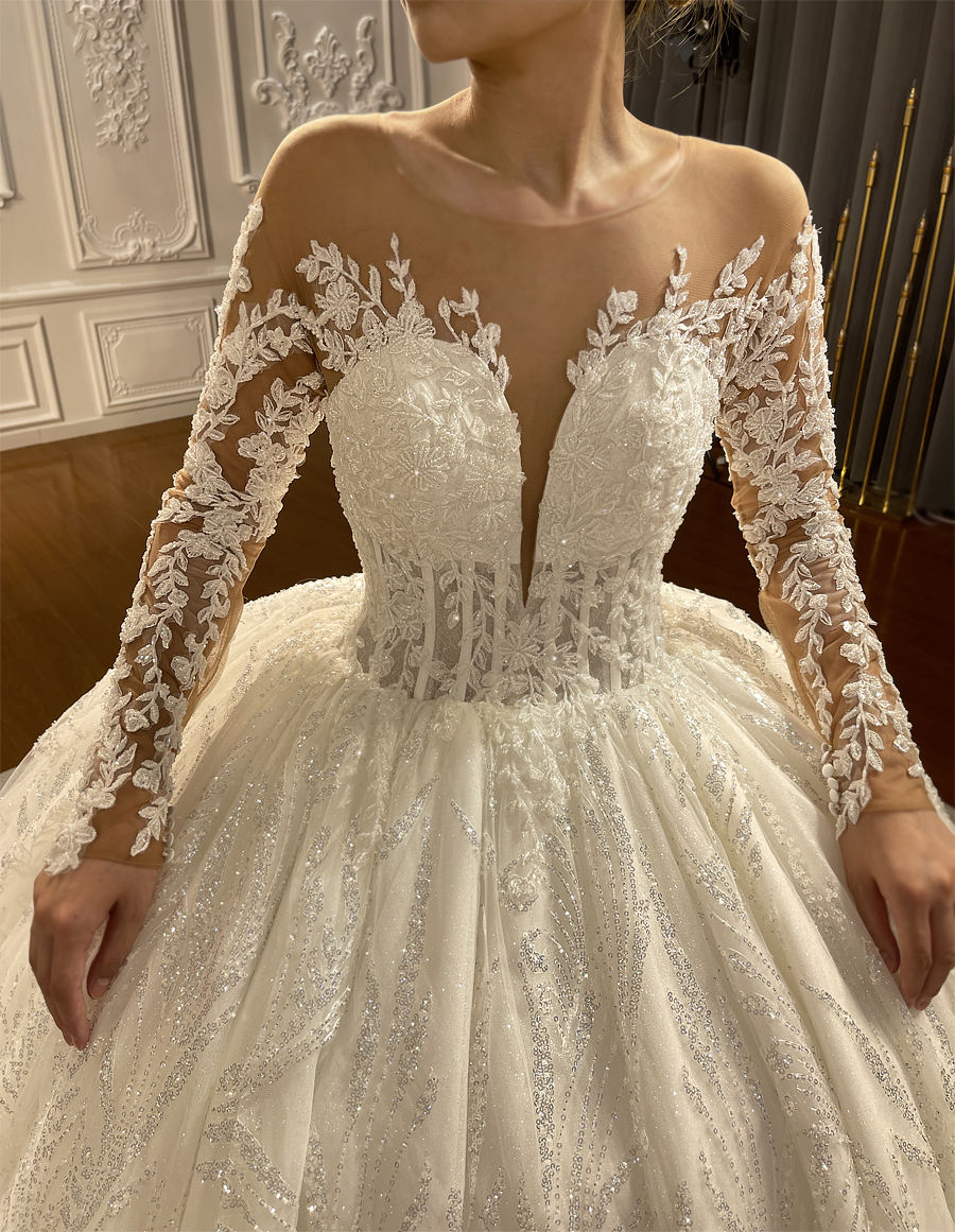 High Quality Bridal Gowns Long Tail Dream Wedding Dress - Image 5