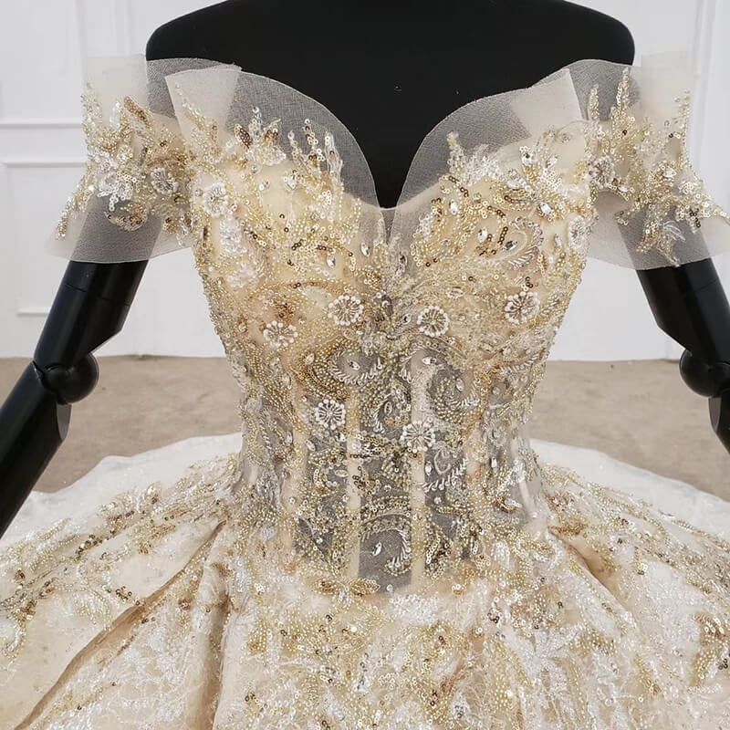 Lace Up Corset Dress Bridal Gown Short Sleeves Elegant Dresses