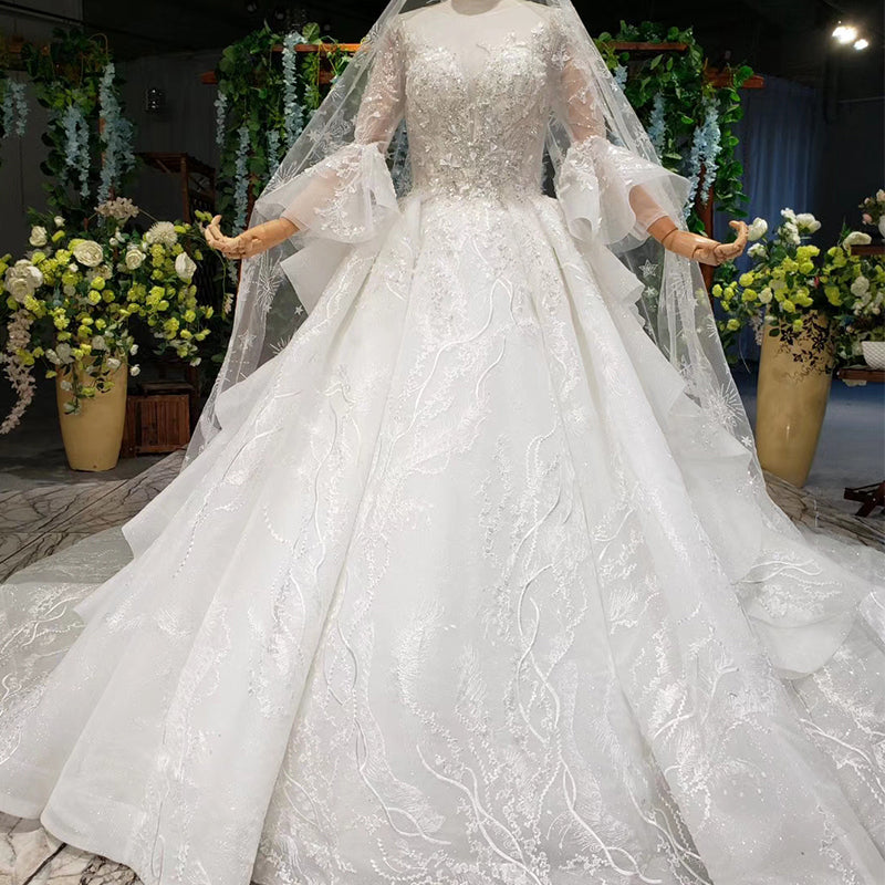Princess Empire Lace White Ball Gown Wedding Dress