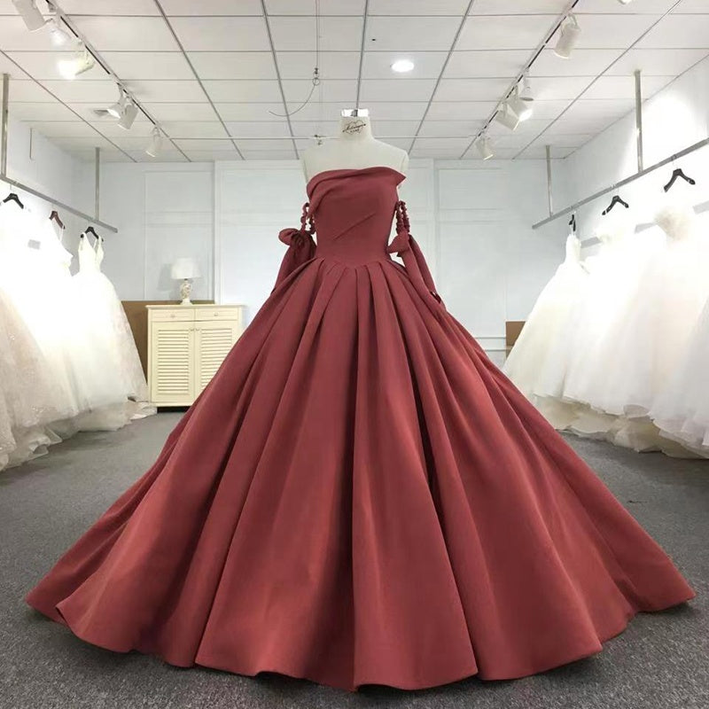 Elegant Red Satin Vintage Sleeveless Women'S Evening Dress