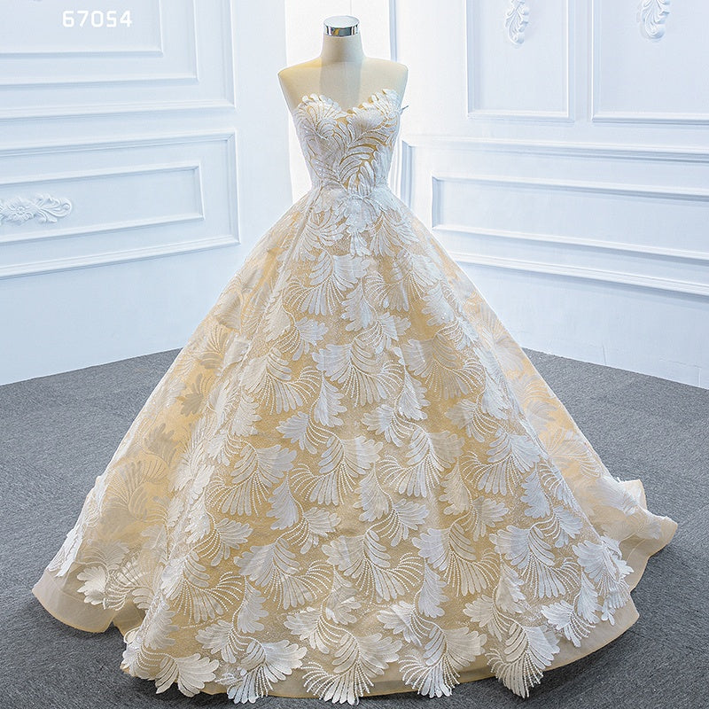 Sexy Fashion Style Gown Wedding Dress Flower Applique Ball Gown Sweetheart Wedding Dresses