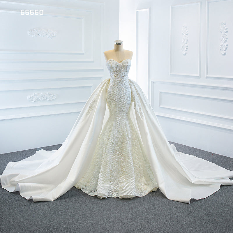 Mermaid Lace Cathetal Train With Detable Train Bridal Wedding Dress - Image 8