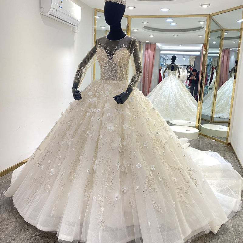 White Illusion Appliqued Flower Bridesmaid Dresses For Women Wedding