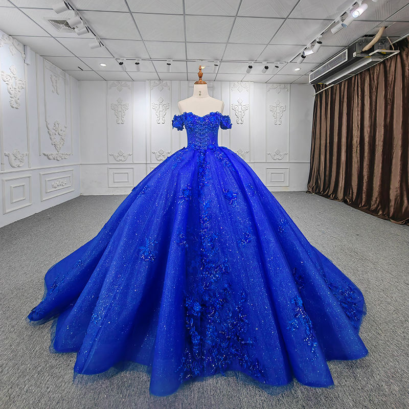 Elegant Dress Short Sleeves Delicate Sequin Blue Long Prom Gown