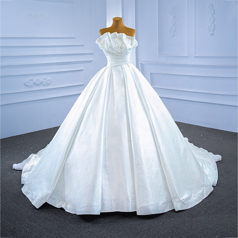 Simple And Elegant Tube Top Satin Bridal Dress Wedding Dress