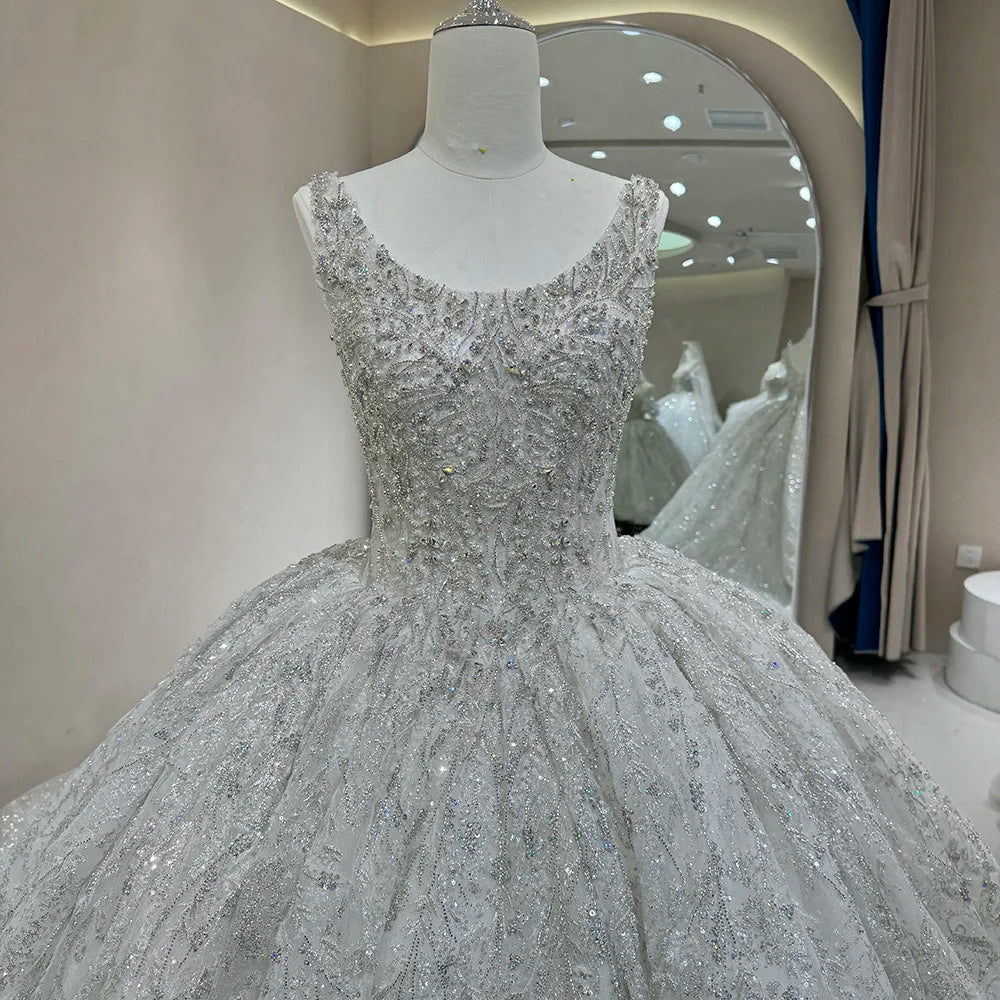 Princess Sleeveless Scoop Ball Gown Wedding Dresses For Women - Image 3