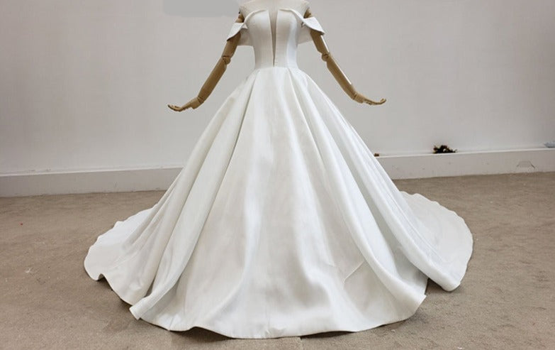 elegant Italy satin luxury high neck wedding gown bridal dress - Image 4