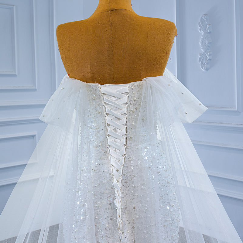Customized Women'S White Bride Wedding Dress Sweet Tube Top Pearl Luxury Mermaid Dress - Image 7