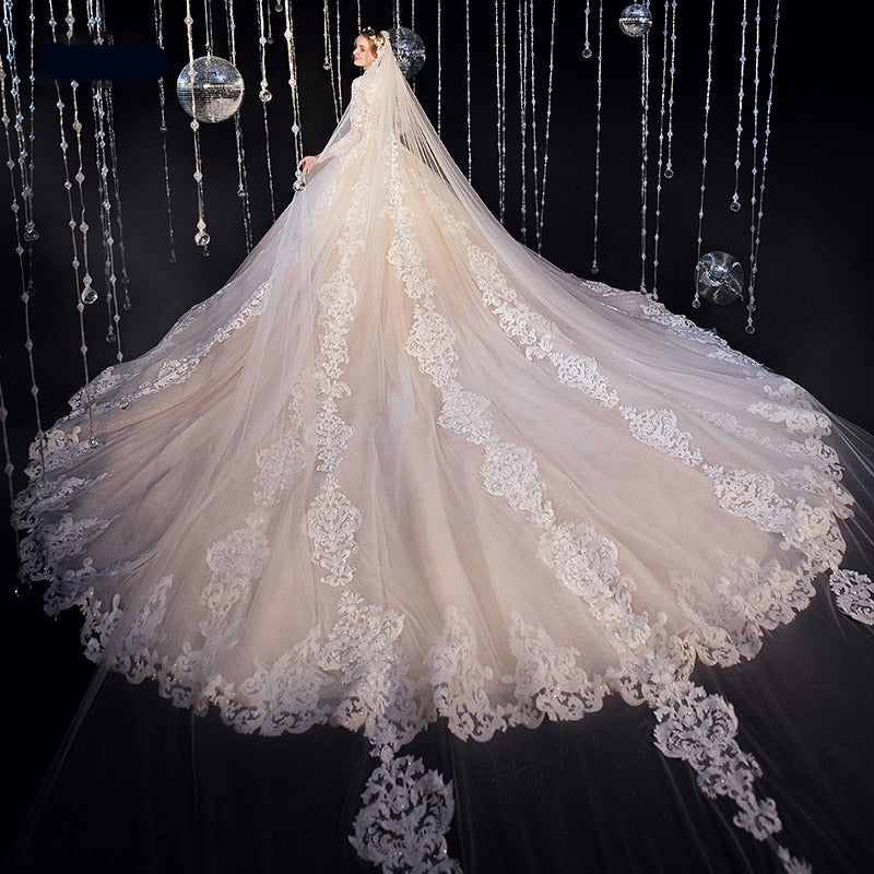 High Quality Princess Luxury Long Sleeve Wedding Dress Bridal Gown - Image 6