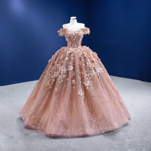 Luxury Off Shoulder 3D Floral Tulle Lace Party Dress