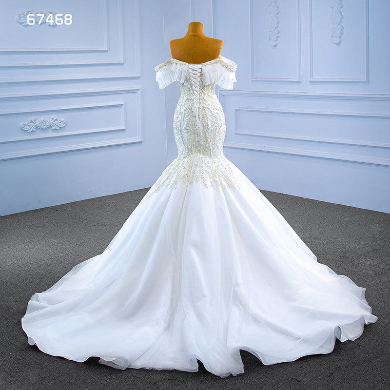 2022 New Ladies Wedding Dresses Luxury Beaded Tube Top Feather Mermaid Wedding Dresses Bridal Dresses - Image 6