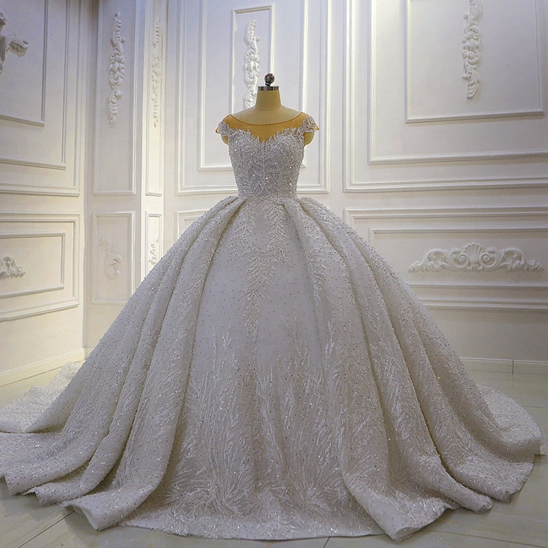 Custom Elegant Off Shoulder Shiny Embroidered Tutu Dress Bridal Wedding - Image 3