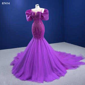 Ladies New Luxury And Elegant Beaded Slim Mermaid Evening Dress