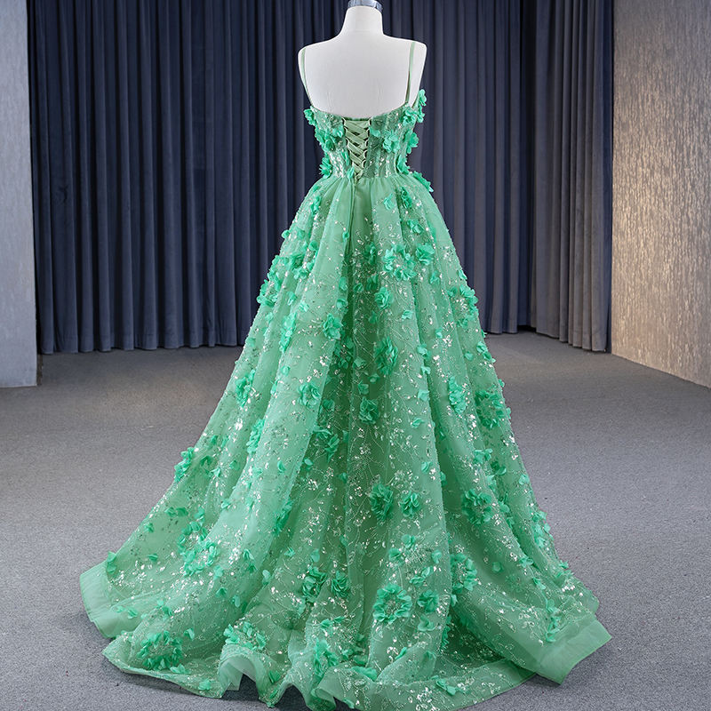 Unique Design Green Suspenders Hot Sale High Quality Evening Prom Party Dress Fashion - Image 6