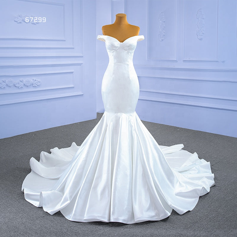 Wedding Dresses Mermaid Boho Women Fashion Satin Bridal Gown Dress