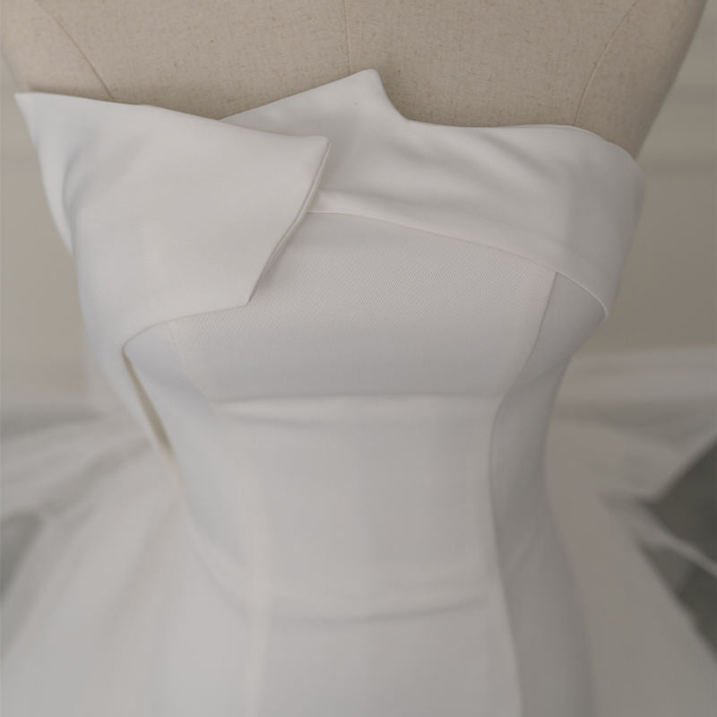 Modern Strapless Mermaid Satin Bow As Floor Wedding Dresses - Image 6