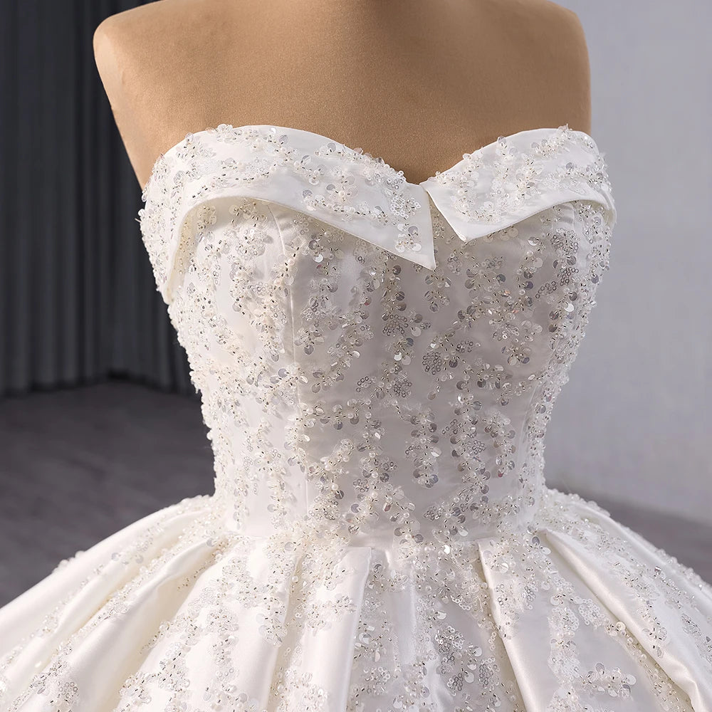 Princess Ball Gown Wedding Dresses Lace Applique Bead Sweetheart Sweep Train Vintage Plus Size Bridal Gowns - Image 6