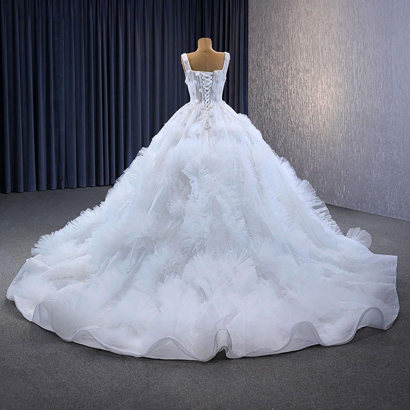 Modern Square Collar Lace Sleeveless Party Wedding Dress For Women - Image 4