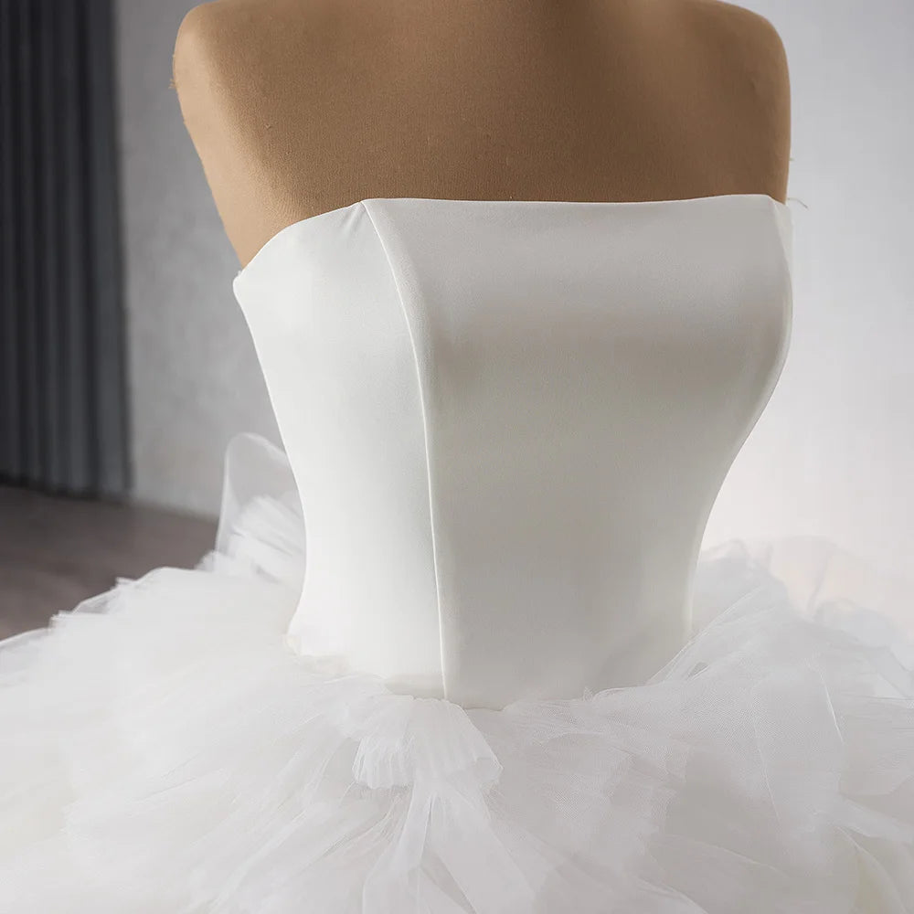 Tulle Beaded Lace Wedding Dress Elegant Luxury Beaded Bridal Satin Wedding Gowns - Image 3