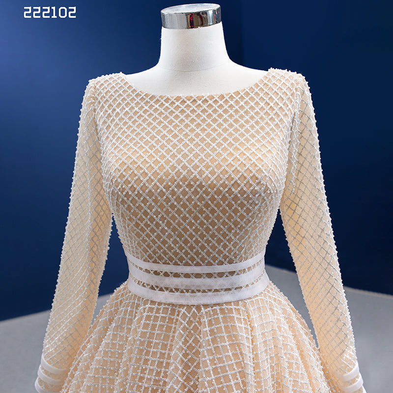 Simple Embroidery Long Sleeve Party Evening Gown - Image 2