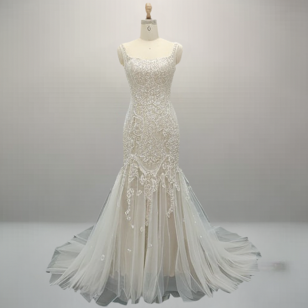 Mermaid Bridal Gown Sheer Corset Custom Made Wedding Dresses
