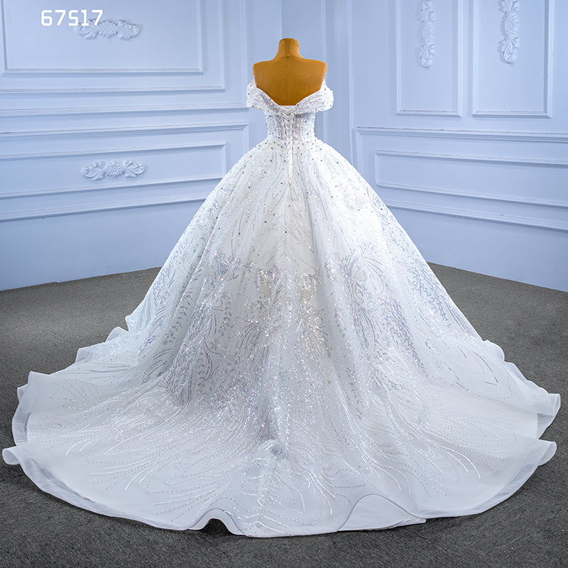 Luxury White Ball Gown Wedding Dress - Image 6