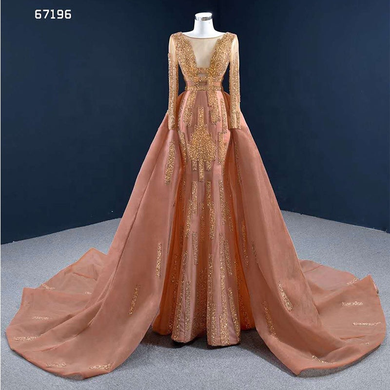 Deep V Luxury Sequined Party Gowns Ladies Evening Dresses
